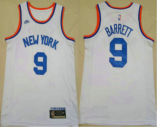 New York Knicks #9 RJ Barrett White NEW 2021 Swingman Stitched Jersey - Zenithce