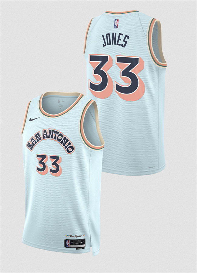 San Antonio Spurs #33 Tre Jones Light Blue 2024-25 City Edition Stitched Jersey - Zenithce