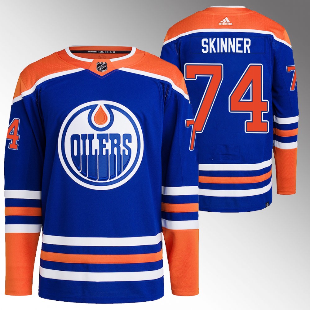Edmonton Oilers #74 Stuart Skinner Royal Stitched Jersey - Zenithce