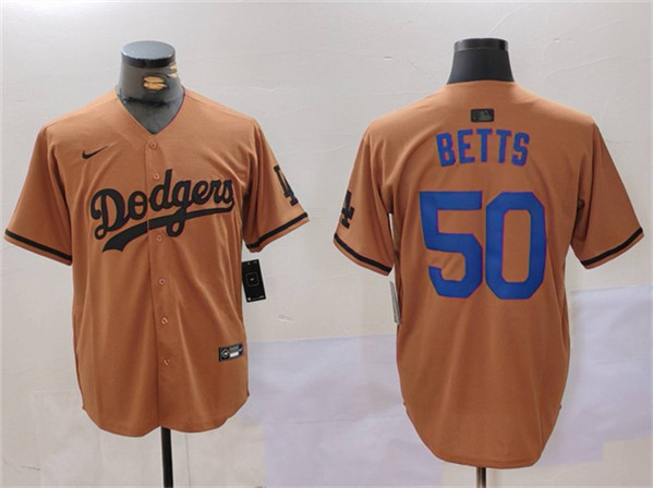 Los Angeles Dodgers #50 Mookie Betts Brown Cool Base Stitched Jersey - Zenithce