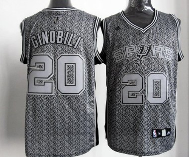 San Antonio Spurs #20 Manu Ginobili Gray Static Fashion Jersey - Zenithce