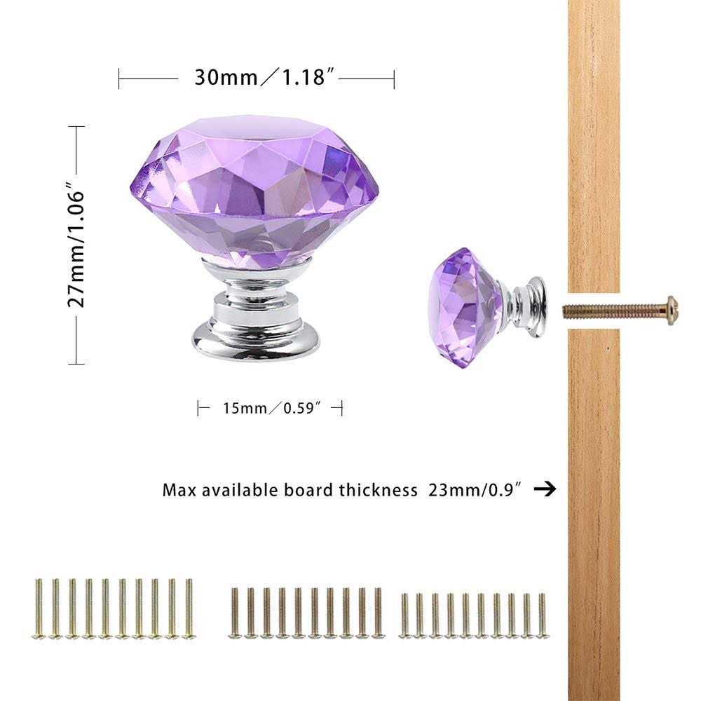 CZC HOME 10 PCS Diamond Crystal Glass Pull Handle Cabinet Knobs Cupboard Drawers Cabinet Dresser Bookcase Wardrobe - Zenithce