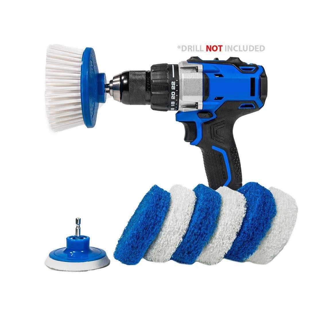 Rotoscrub 7 Pack Multi-purpose Drill Brush Kit for Cleaning Bathrooms - Zenithce