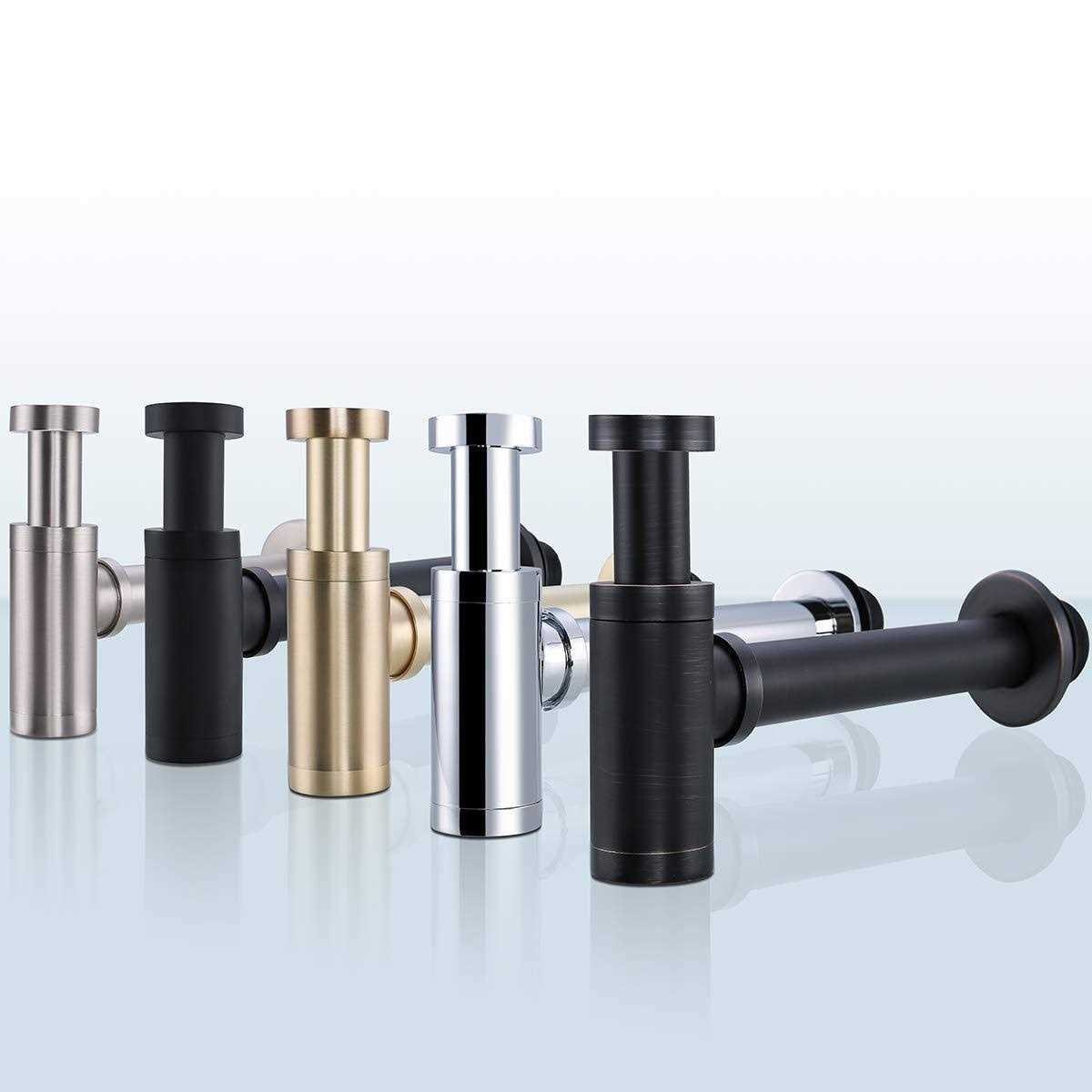Random Brass Contemporary Round Bottle P Trap 1 1/4basin Sink Waste Drain P Trap Kit - Zenithce