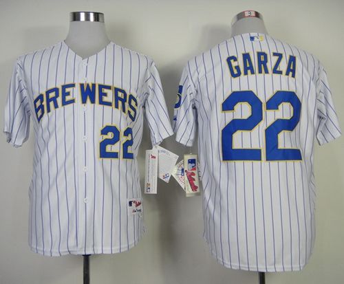 Brewers #22 Matt Garza White (Blue Strip) Stitched Jersey - Zenithce