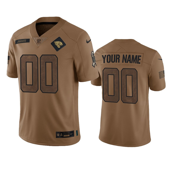 Jacksonville Jaguars Custom 2023 Brown Salute To Service Limited Stitched Jersey - Zenithce