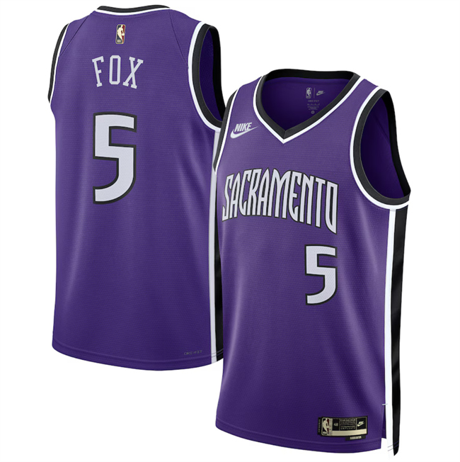 Sacramento Kings #5 De'Aaron Fox Purple 2024-25 Classic Edition Swingman Stitched Jersey - Zenithce