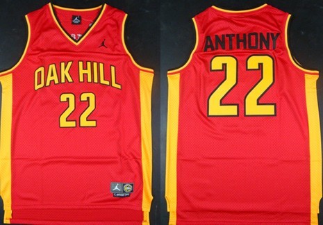Oak Hill Academy #22 Carmelo Anthony Red Swingman Jersey - Zenithce