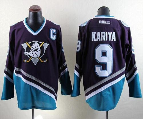Ducks #9 Paul Kariya Purple Turquoise CCM Throwback Stitched Jersey - Zenithce