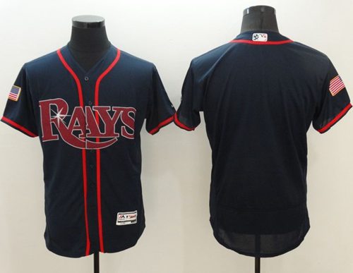 Rays Blank Dark Blue Fashion Stars Stripes Flexbase Authentic Stitched Jersey - Zenithce
