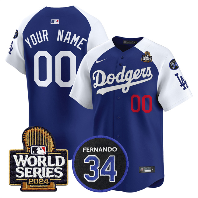 Los Angeles Dodgers Custom Royal White 2024 World Series With Fernando Memorial Patch Limited Stitched Jersey - Zenithce