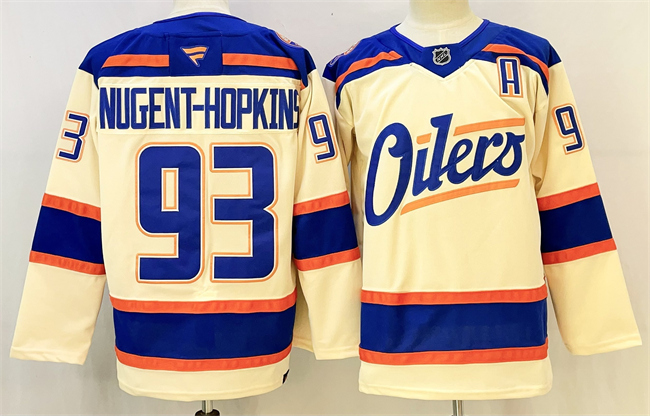 Edmonton Oilers #93 Ryan Nugent-Hopkins Light Beige 2025 Alternate With A Patch Stitched Jersey - Zenithce