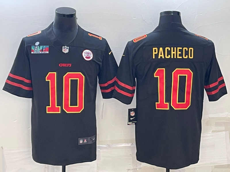 Kansas City Chiefs #10 Isiah Pacheco Black Red Gold Super Bowl LVII Patch Vapor Untouchable Limited Stitched Jersey - Zenithce
