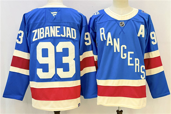 New York Rangers #93 Mika Zibanejad Blue With A Patch Stitched Jersey - Zenithce