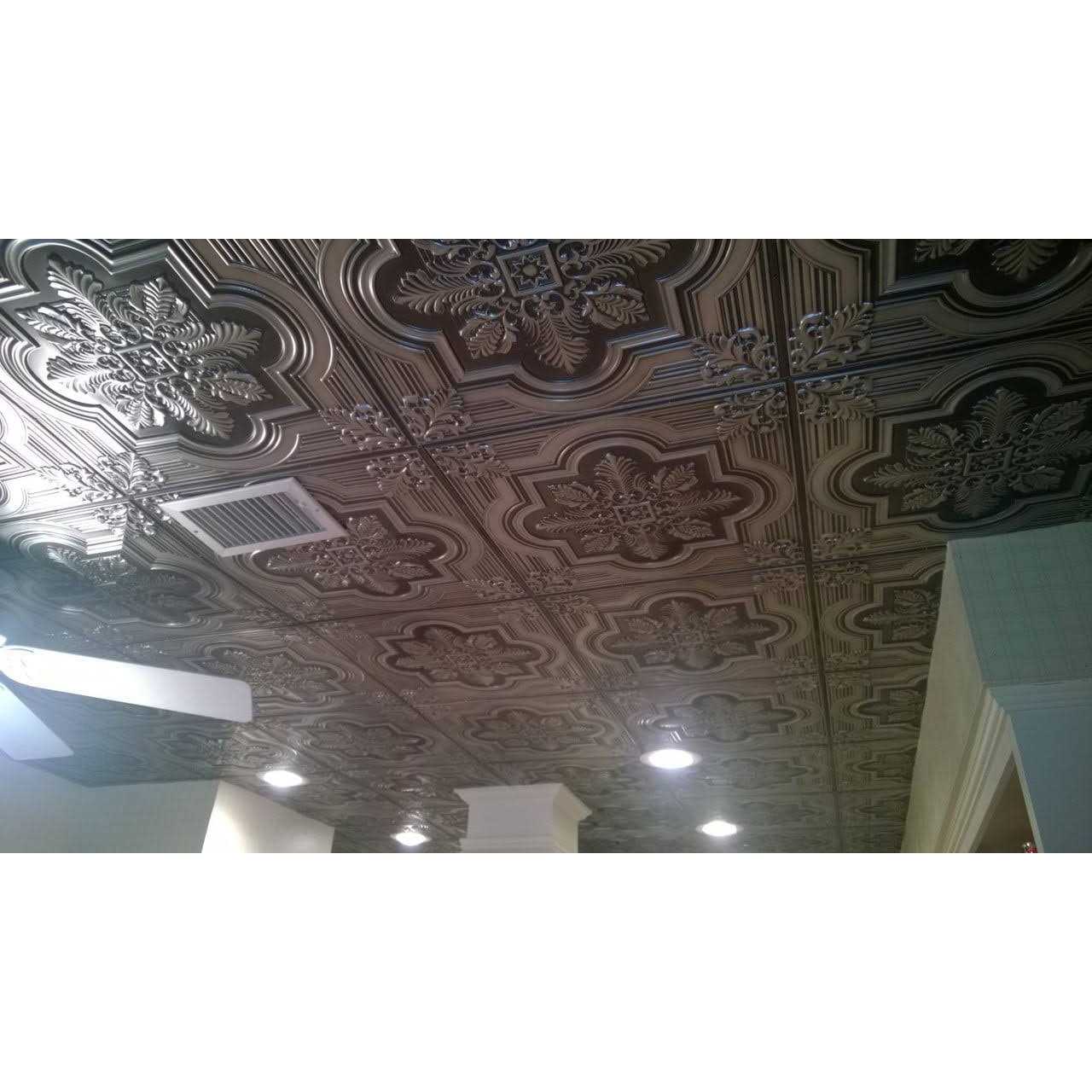 From Plain To Beautiful In Hours Large Snowflake 2 ft. x 2 ft. PVC Glue-up or Lay-in Ceiling Tile - Zenithce