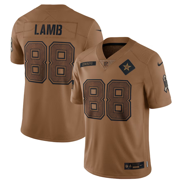 Dallas Cowboys #88 CeeDee Lamb 2023 Brown Salute To Service Limited Stitched Jersey - Zenithce