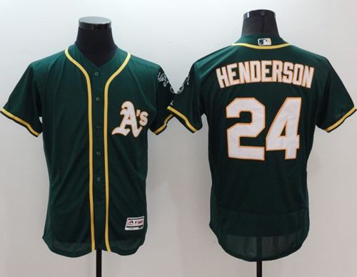 Athletics #24 Rickey Henderson Green Flexbase Authentic Collection Stitched Jersey - Zenithce