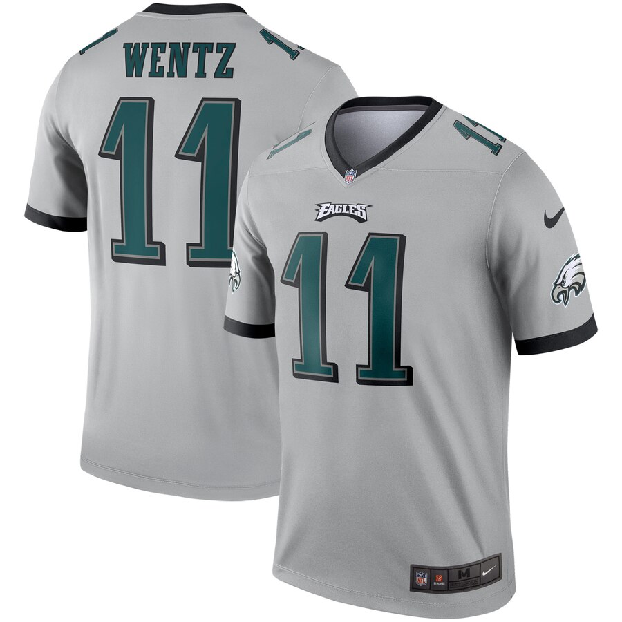 Philadelphia Eagles Carson Wentz Silver Inverted Legend Jersey - Zenithce
