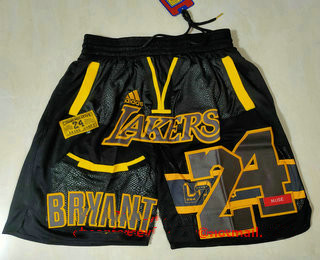 Los Angeles Lakers #24 Kobe Bryant Black Golden Retired Commemorative Soul Swingman Shorts - Zenithce