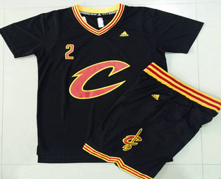 Cleveland Cavaliers #2 Kyrie Irving Revolution 30 Swingman 2015-16 New Black Short-Sleeved Jersey(With-Shorts) - Zenithce