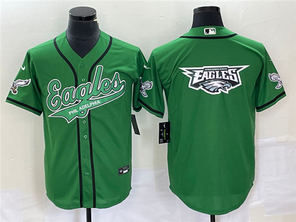 Philadelphia Eagles Green Team Big Logo Cool Base Stitched Jersey - Zenithce