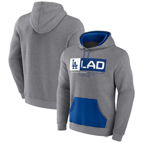 Los Angeles Dodgers Heathered Gray Iconic Steppin Up Fleece Pullover Hoodie - Zenithce