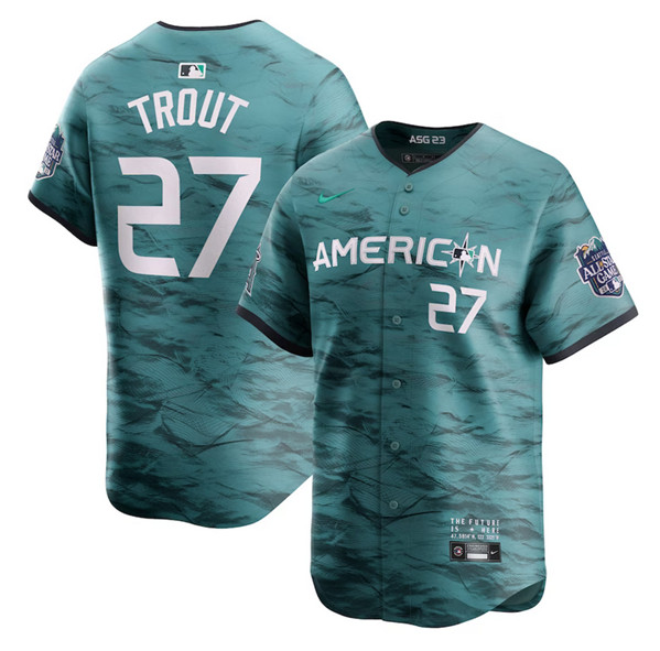 Los Angeles Angels #27 Mike Trout Teal 2023 All-Star Cool Base Stitched Jersey - Zenithce