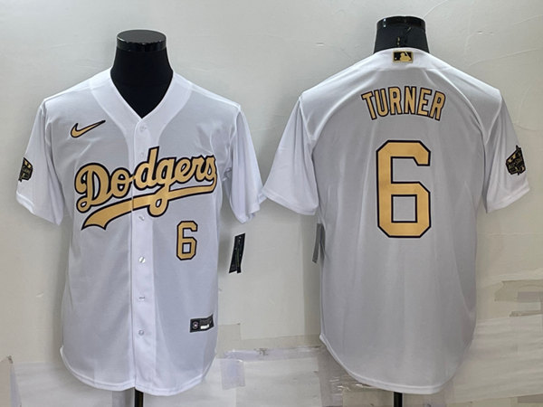 Los Angeles Dodgers #6 Trea Turner 2022 All-Star White Cool Base Stitched Baseball Jersey - Zenithce