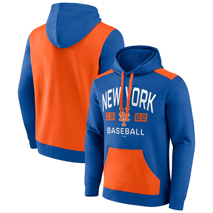 New York Mets Royal Orange Chip In Pullover Hoodie - Zenithce
