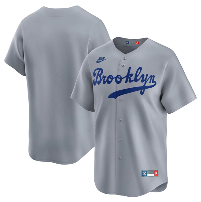 Brooklyn Dodgers Blank Gray Throwback Cooperstown Collection Limited Stitched Jersey - Zenithce