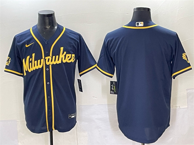 Milwaukee Brewers Blank Navy 2025 With Patch Stitched Jersey - Zenithce