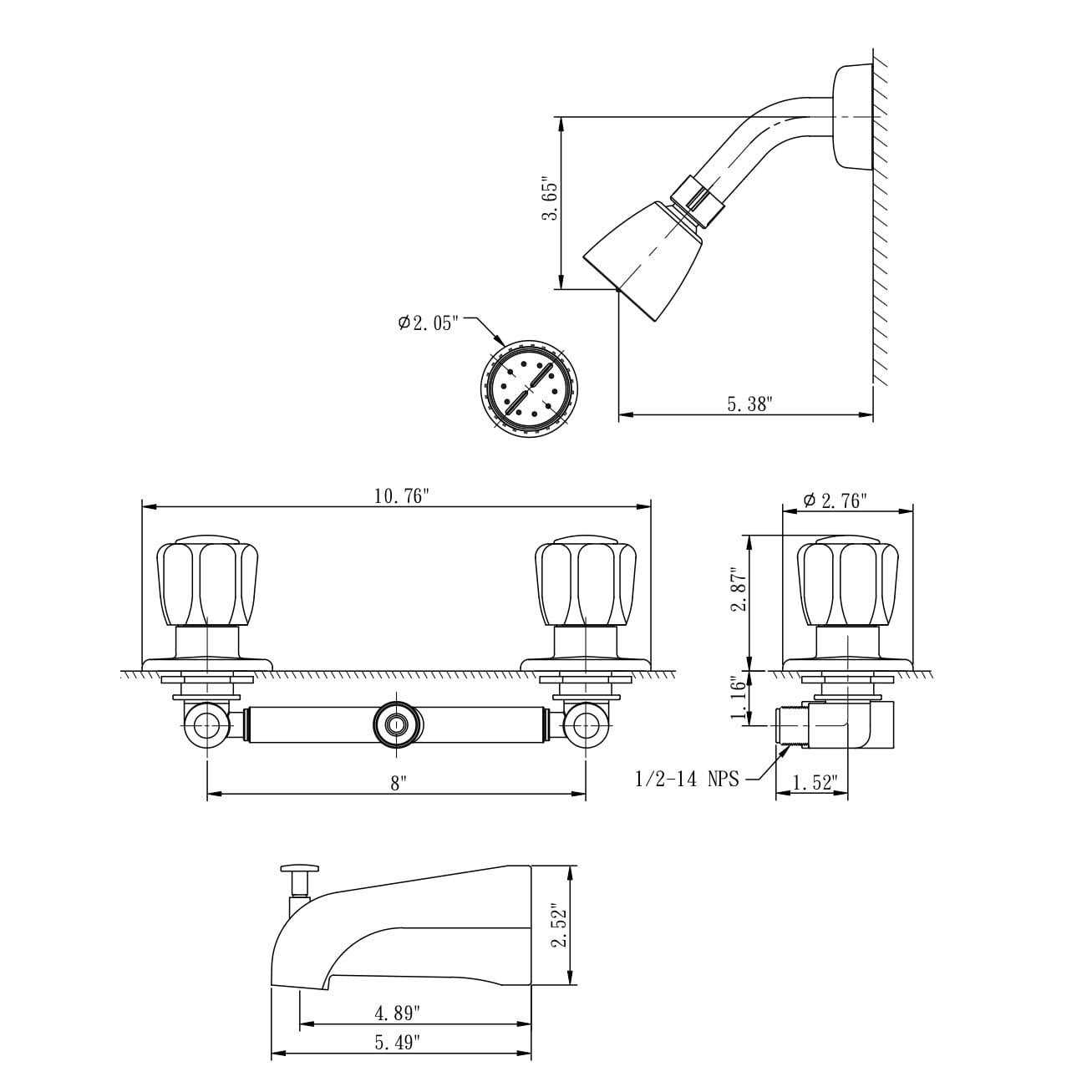 Dura Faucet RV Tub Shower Diverter Faucet DF-SA110S-BQ - Zenithce
