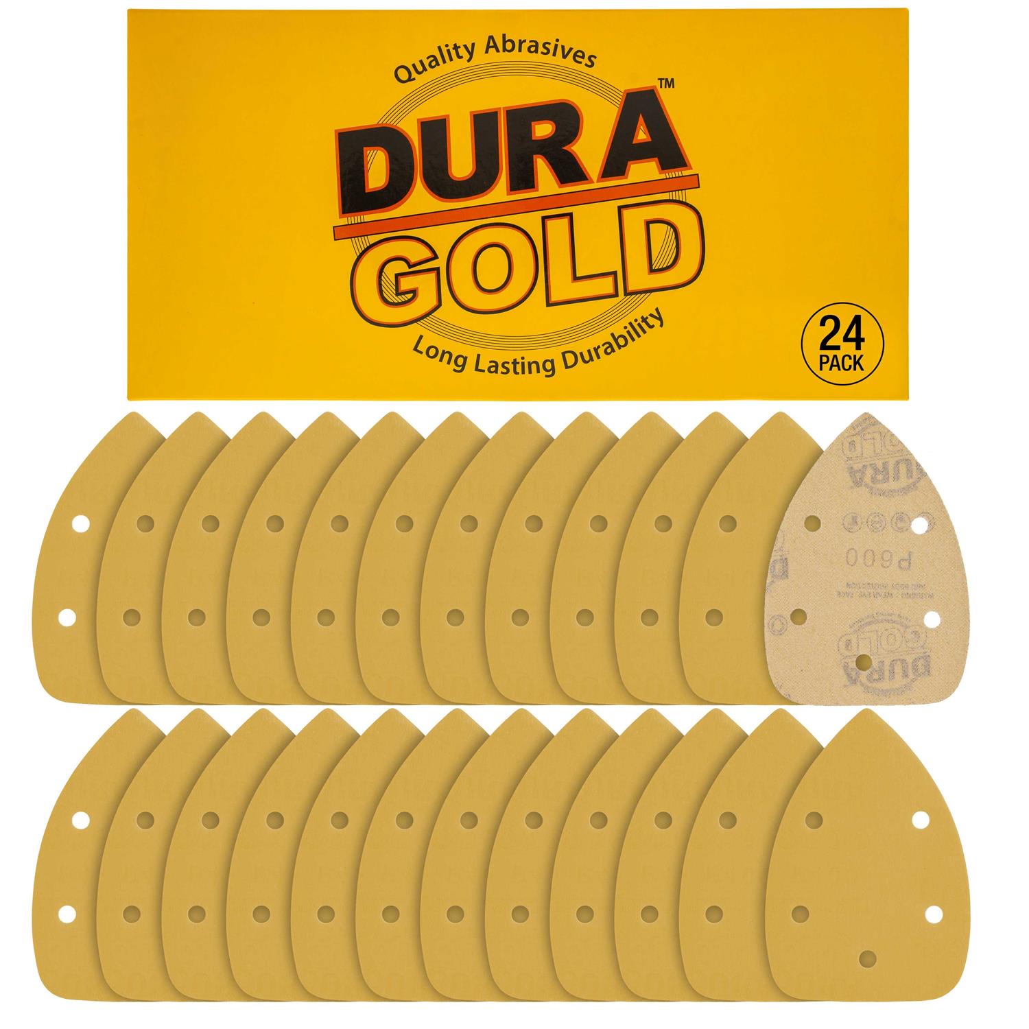 Dura-gold Grit 5-Hole Hook & Loop Sanding Sheets for Mouse Sanders - Zenithce