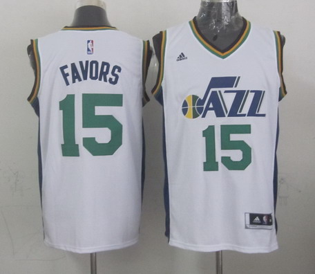 Utah Jazz #15 Derrick Favors Revolution 30 Swingman 2014 New White Swingman Jersey - Zenithce