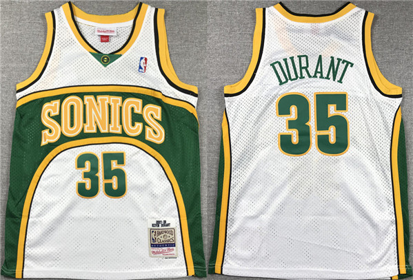 Seattle SuperSonics #35 Kevin Durant White Mitchell & Ness Hardwood Classics Jersey - Zenithce