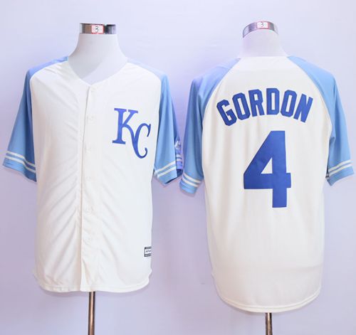 Royals #4 Alex Gordon Cream Exclusive Vintage Stitched Jersey - Zenithce