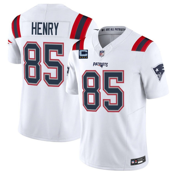 New England Patriots #85 Hunter Henry White 2025 F.U.S.E. With 4-Star C Patch Vapor Limited Stitched Jersey - Zenithce