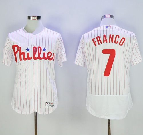 Phillies #7 Maikel Franco White(Red Strip) Flexbase Authentic Collection Stitched Jersey - Zenithce