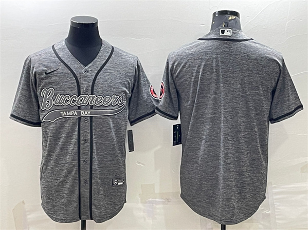 Tampa Bay Buccaneers Blank Gray With Patch Cool Base Stitched Baseball Jersey - Zenithce