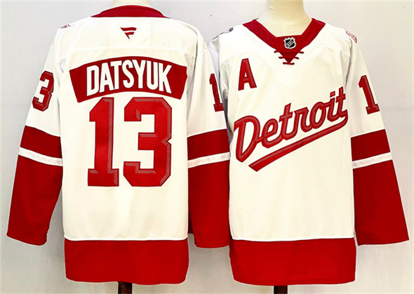 Detroit Red Wings #13 Pavel Datsyuk White Red 2024-25 With A Patch Stitched Jersey - Zenithce