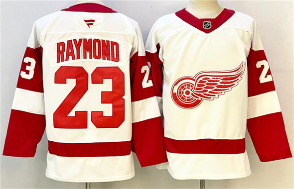 Detroit Red Wings #23 Lucas Raymond White 2024-25 Stitched Jersey - Zenithce