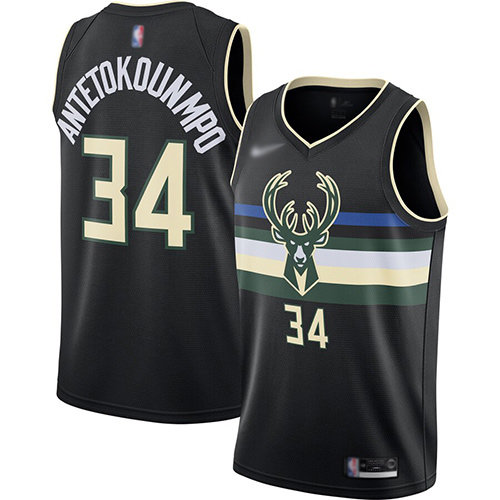 Bucks #34 Giannis Antetokounmpo Black Swingman Statement Edition 2019-2020 Jersey - Zenithce