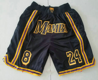 Black Mamba #8 #24 Kobe Bryant Black Just Don Swingman Throwback Shorts - Zenithce