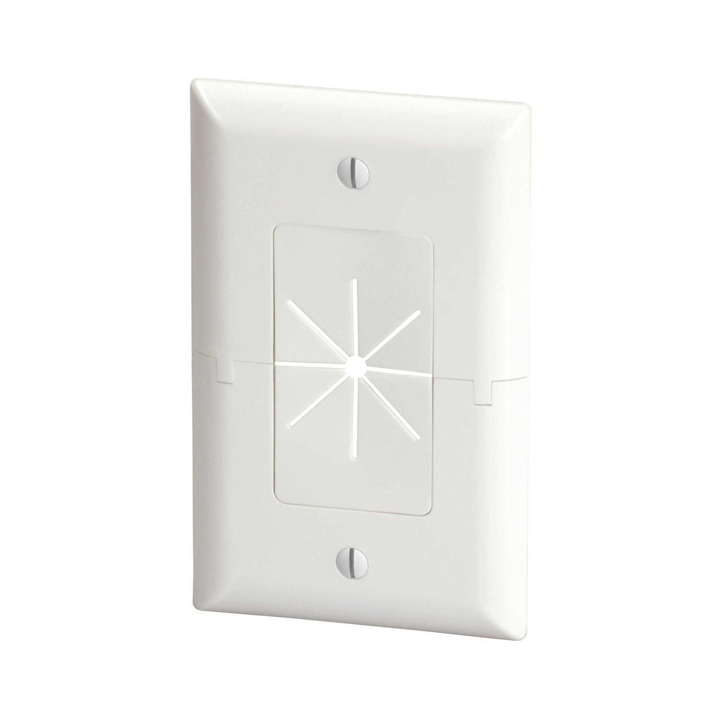 DataComm 45-0008-WH Easy Mount Recessed Low Voltage Cable Plate - Zenithce