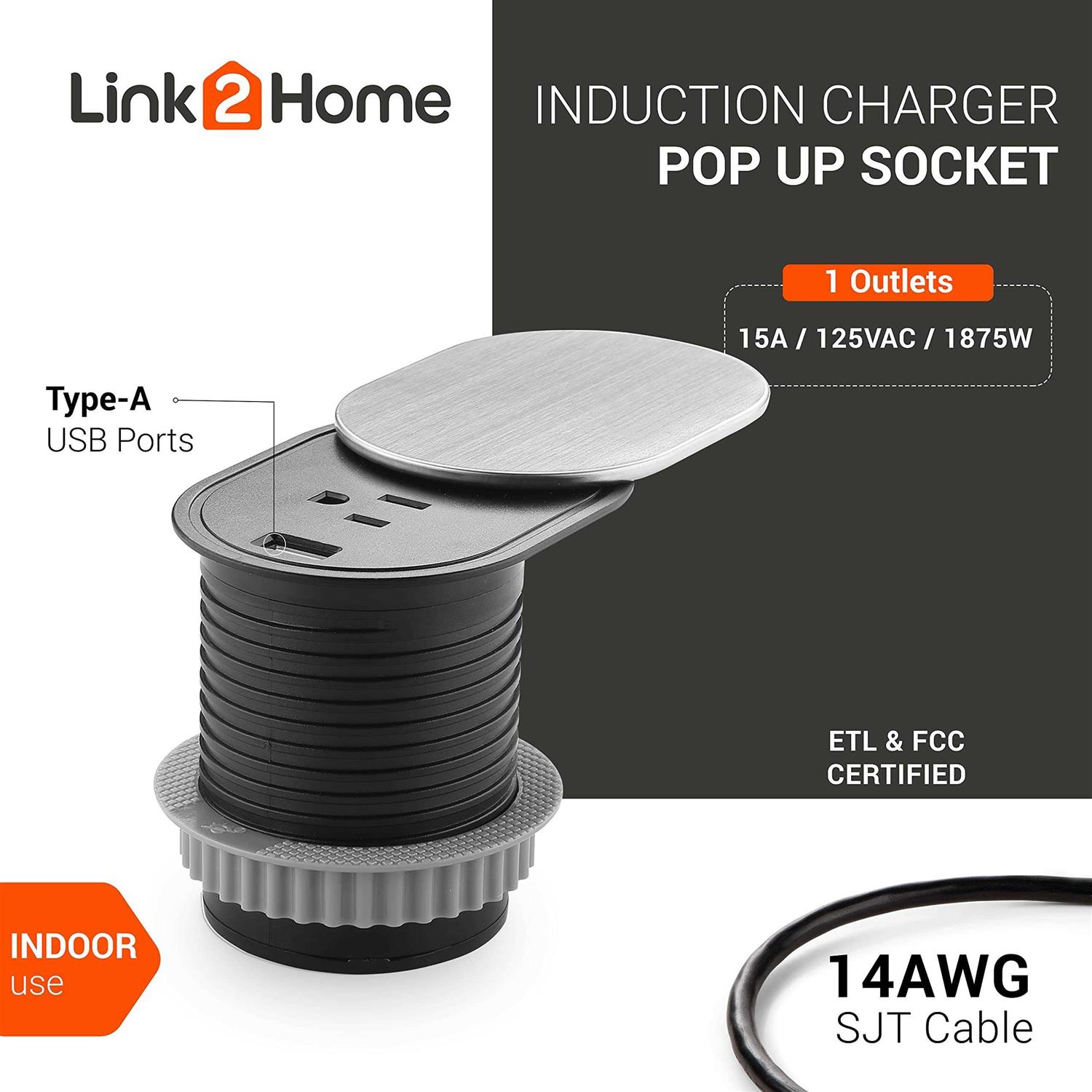 Link2Home Sofa Socket Extension Cord 1 Outlet 2 Ports - Zenithce