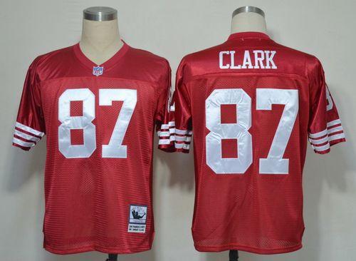 Mitchell And Ness 49ers #87 Dwight Clark Red Stitched Throwback Jersey - Zenithce