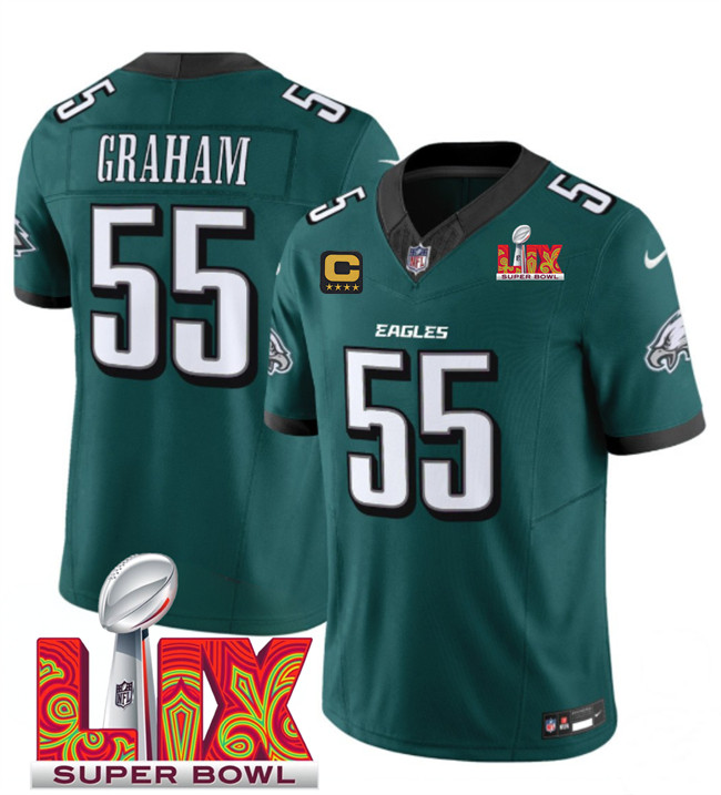 Philadelphia Eagles #55 Brandon Graham Green 2025 Super Bowl LIX Patch And 4-Star C Gold Patch New F.U.S.E. Vapor Limited Stitched Jersey - Zenithce