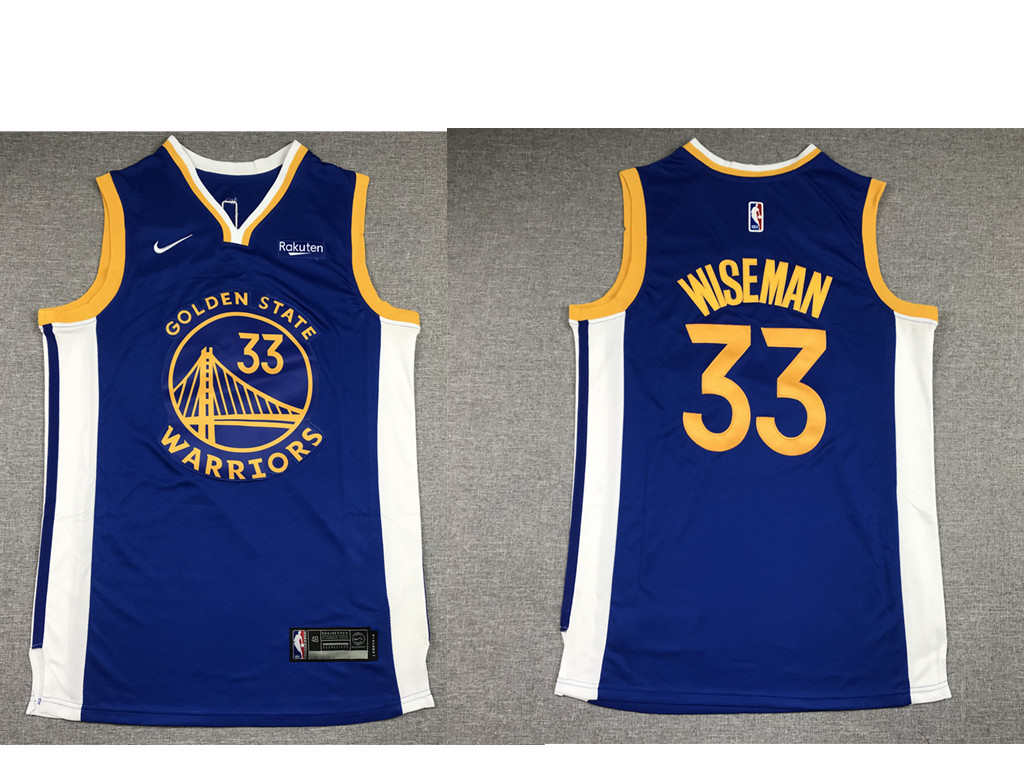 Golden State Warriors #33 James Wiseman Blue 2019 Swingman NEW Rakuten Logo Stitched Jersey - Zenithce