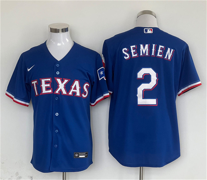 Texas Rangers #2 Marcus Semien Royal With Patch Cool Base Stitched Jersey - Zenithce