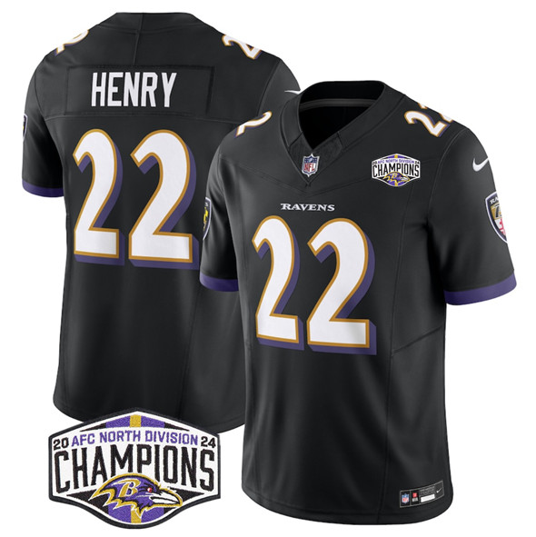 Baltimore Ravens #22 Derrick Henry Black F.U.S.E. 2024 AFC North Division Champions Vapor Limited Jersey - Zenithce